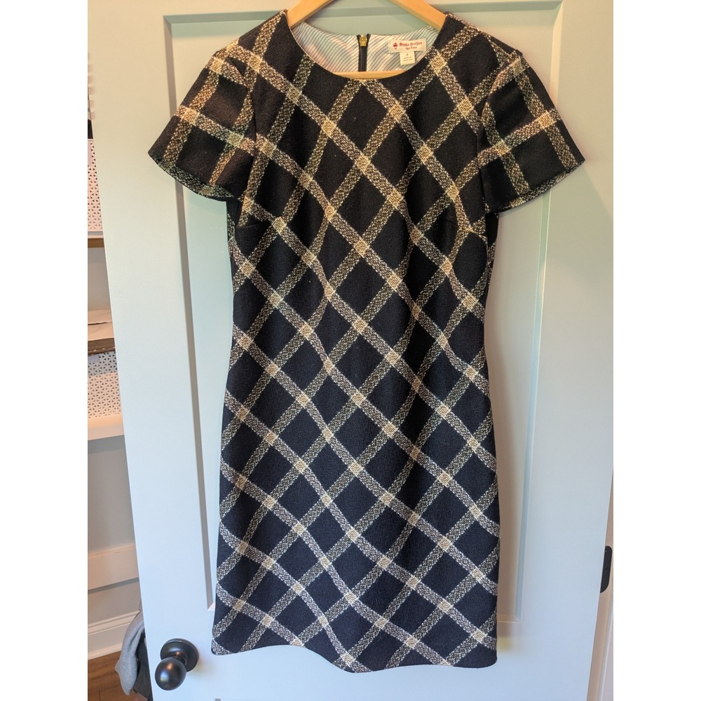 Brooks Brothers Red Fleece Plaid Tweed Dress Career Workwear Size 4